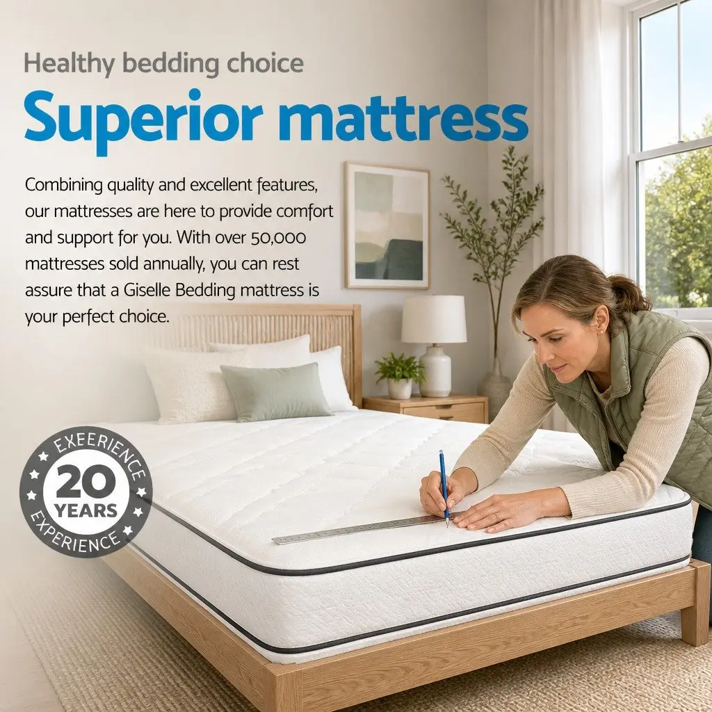 Queen Mattress Ultra Firm Tight Top 24cm Pocket Spring Grey High Density Foam