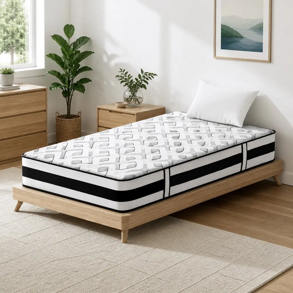 Single Mattress 24cm Ultra Firm Grey Tight Top Pocket Spring Support Sleep