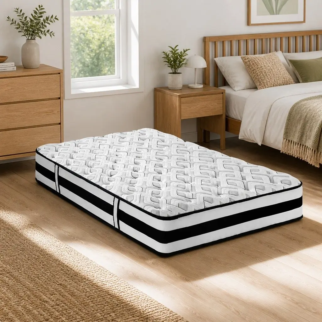 Single Mattress 24cm Ultra Firm Grey Tight Top Pocket Spring Support Sleep