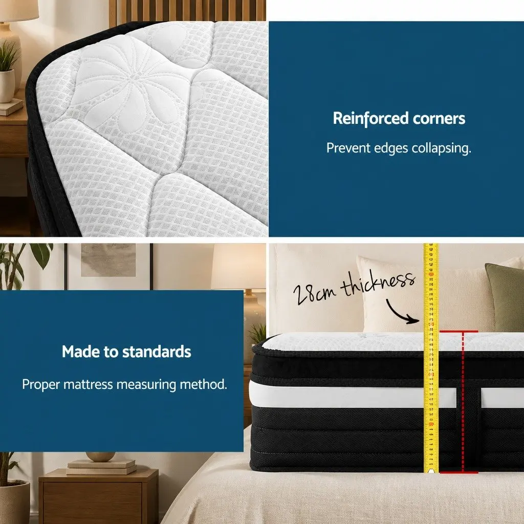 Double Mattress Ultra Firm 28cm Pocket Spring Belgium Knitted Fabric