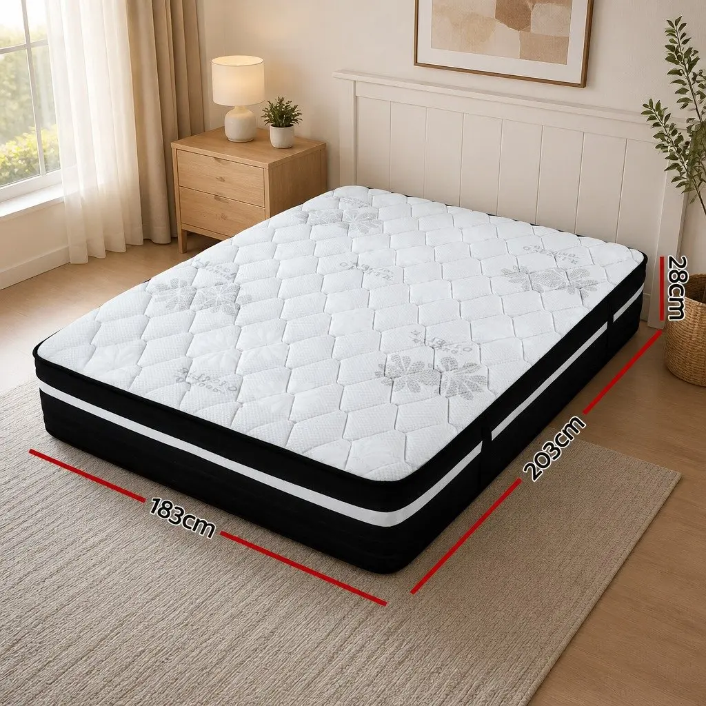 King Size Mattress Euro Top 28cm Extra Firm Pocket Spring Hypoallergenic 7 Zone Support
