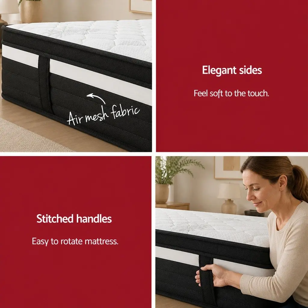 King Size Mattress Euro Top 28cm Extra Firm Pocket Spring Hypoallergenic 7 Zone Support