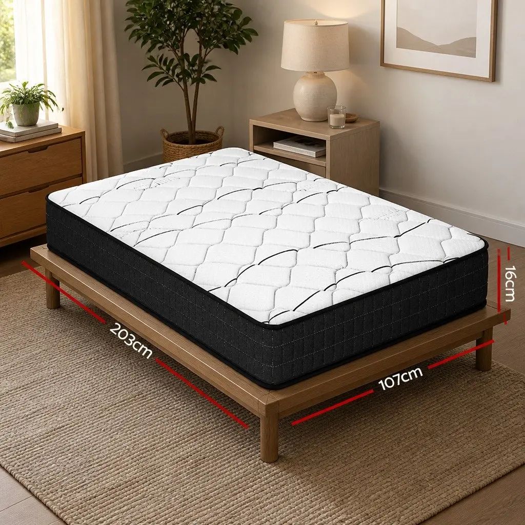 King Single Mattress 16cm Medium Firm Bonnell Spring Bed Foam Support
