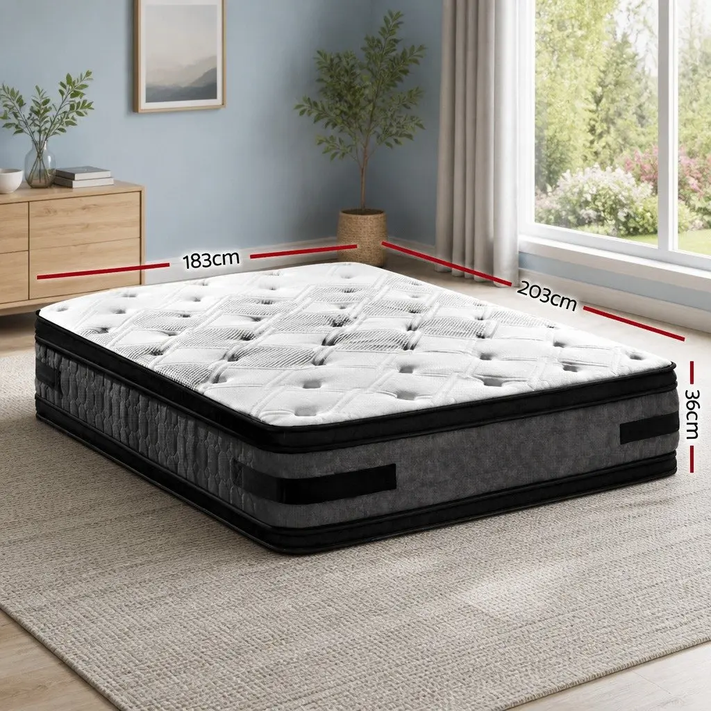 King Size Mattress Double-Sided Flippable 36cm Thick Cool Gel Memory Foam High-Density Foam Pocket Springs