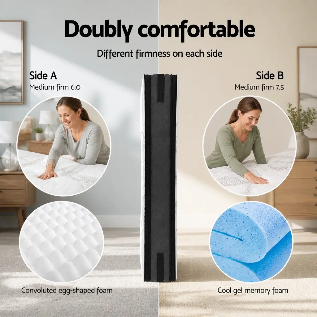 Flippable King Single Mattress with Cool Gel Memory Foam