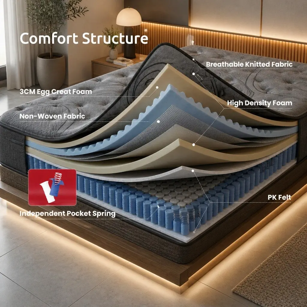 7-Zone Pocket Spring Double Mattress 33cm Extra Firm
