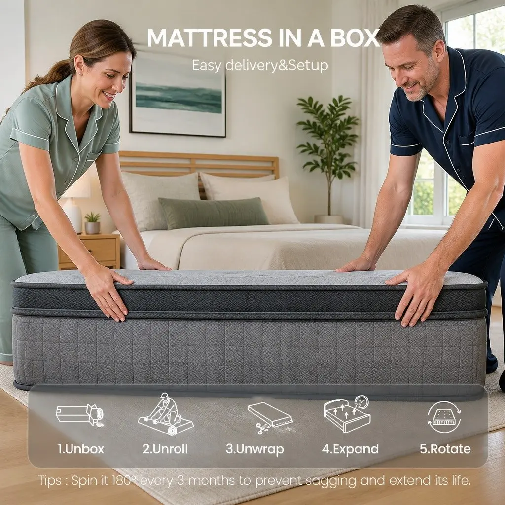 Queen Mattress Extra Firm Support 33cm 7-Zone Pocket Spring Knitted Fabric Cover