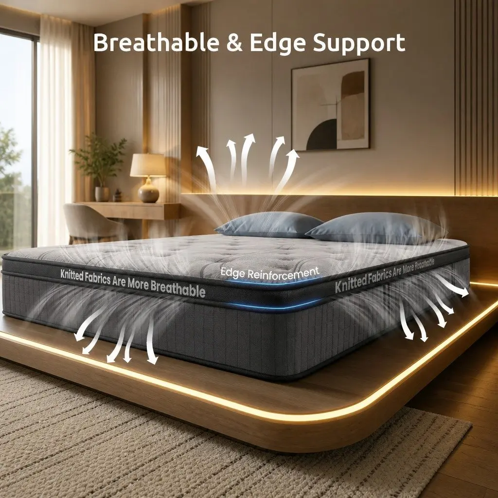 Queen Mattress Extra Firm Support 33cm 7-Zone Pocket Spring Knitted Fabric Cover