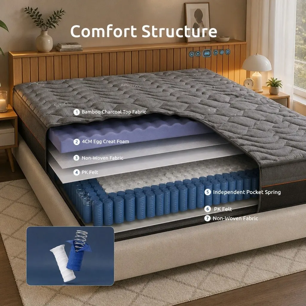 King Single Mattress 25cm Hybrid Pocket Spring with Foam