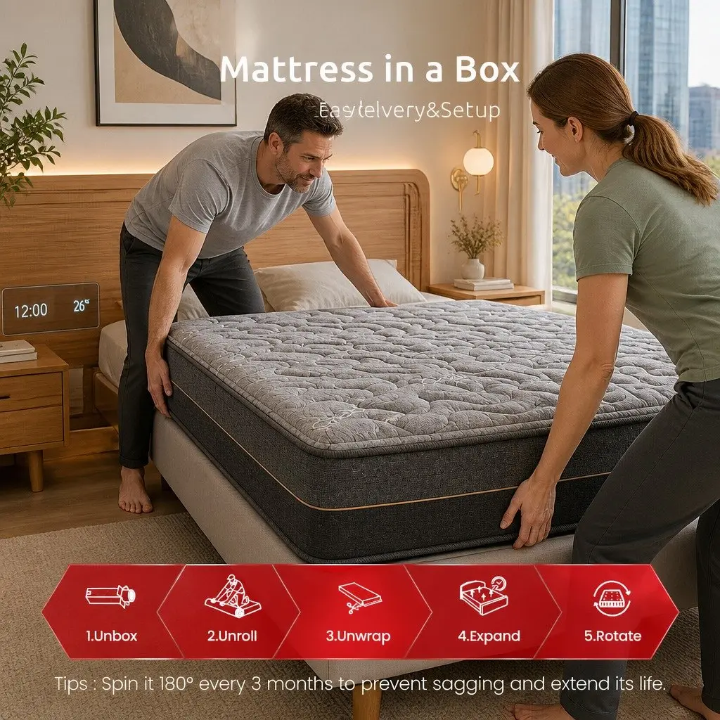 Double Mattress 25cm Hybrid Pocket Spring with Charcoal Fabric