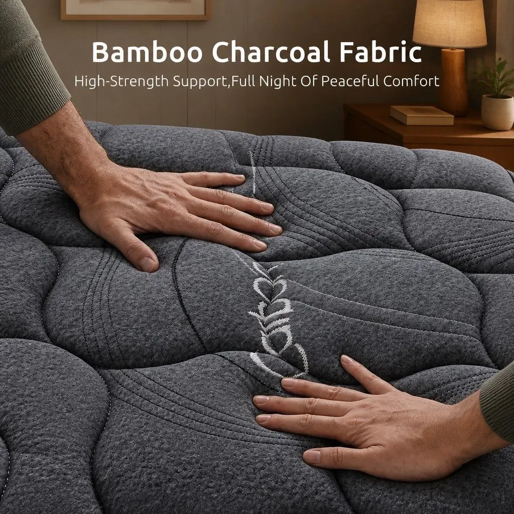 Double Mattress 25cm Hybrid Pocket Spring with Charcoal Fabric