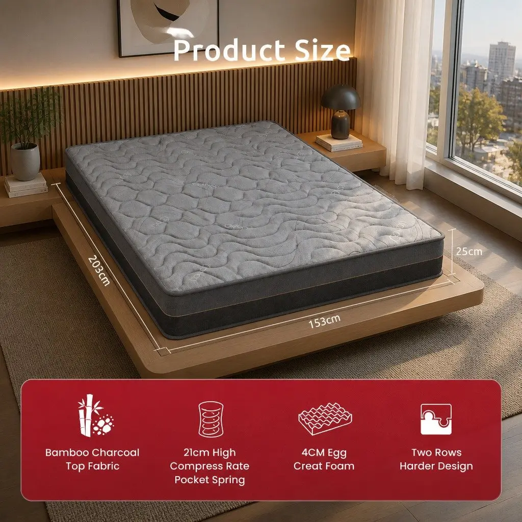25cm Hybrid Pocket Spring Queen Mattress with Foam