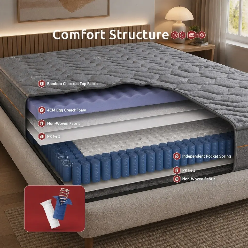 25cm Hybrid Pocket Spring Queen Mattress with Foam