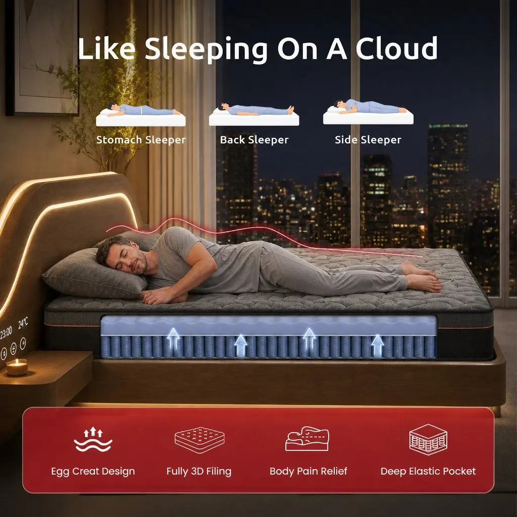 25cm Hybrid Pocket Spring Queen Mattress with Foam