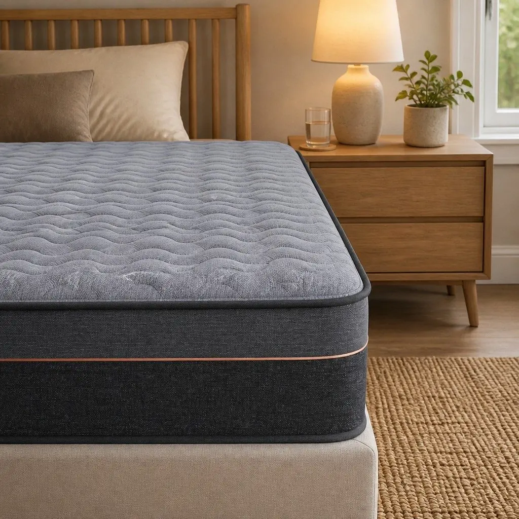 Single Mattress Hybrid Pocket Spring 25cm Egg Crate Foam Bamboo Charcoal Fabric