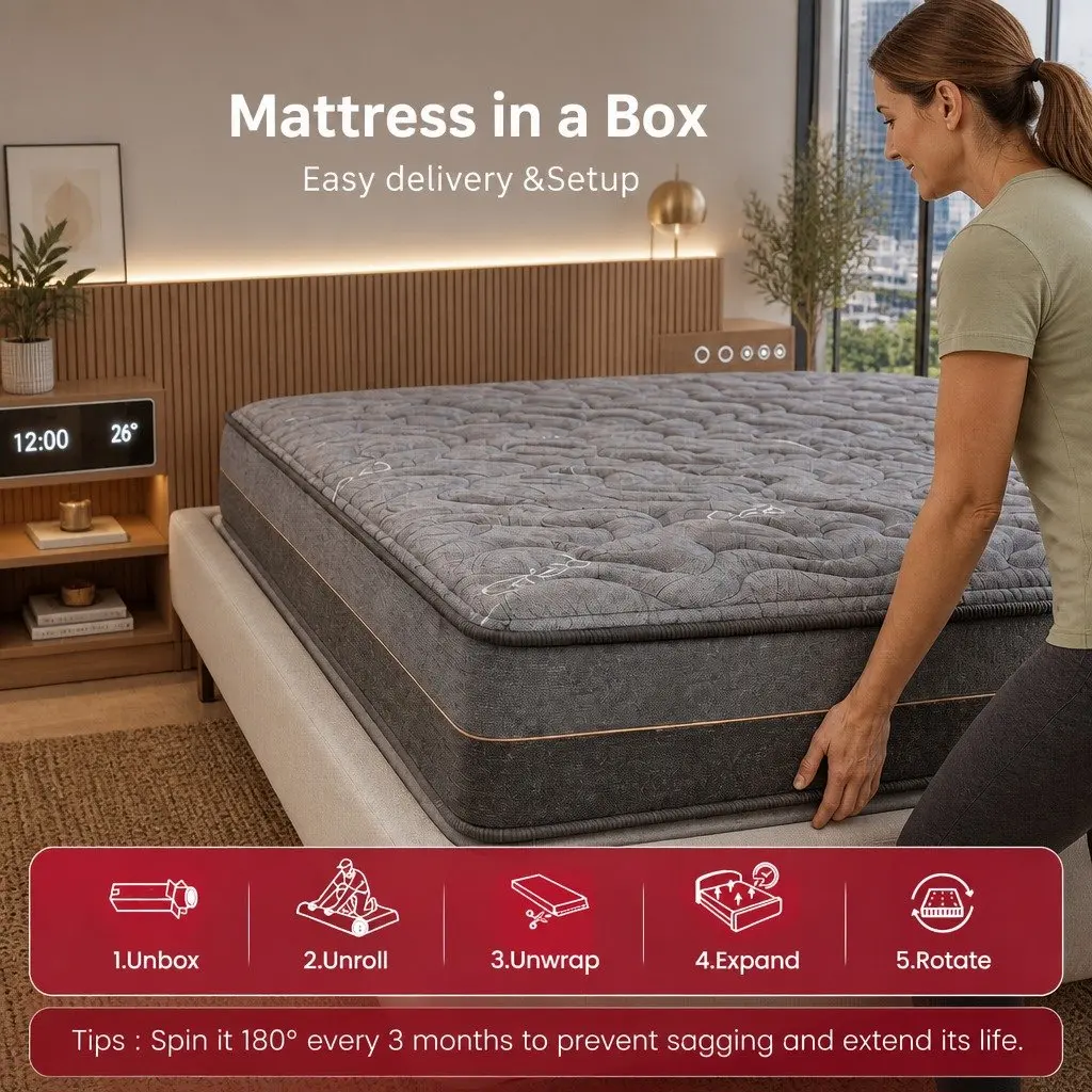 Single Mattress Hybrid Pocket Spring 25cm Egg Crate Foam Bamboo Charcoal Fabric