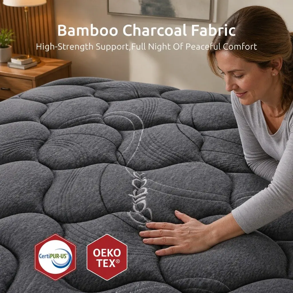 Single Mattress Hybrid Pocket Spring 25cm Egg Crate Foam Bamboo Charcoal Fabric