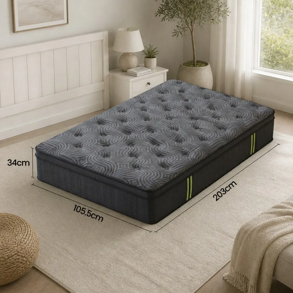 King Single Mattress 34cm Hybrid Pocket Spring Gel Memory Foam 5-Zone Pressure