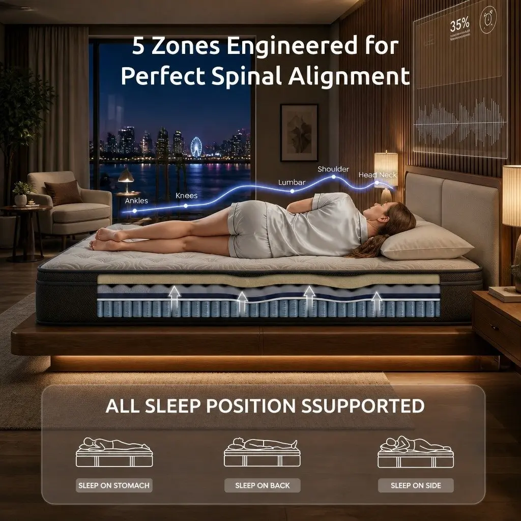 Hybrid Pocket Spring Gel Memory Foam King Mattress 34cm