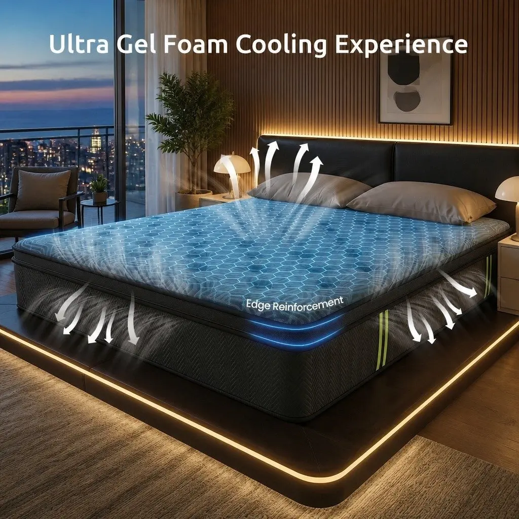 Hybrid Pocket Spring Gel Memory Foam King Mattress 34cm