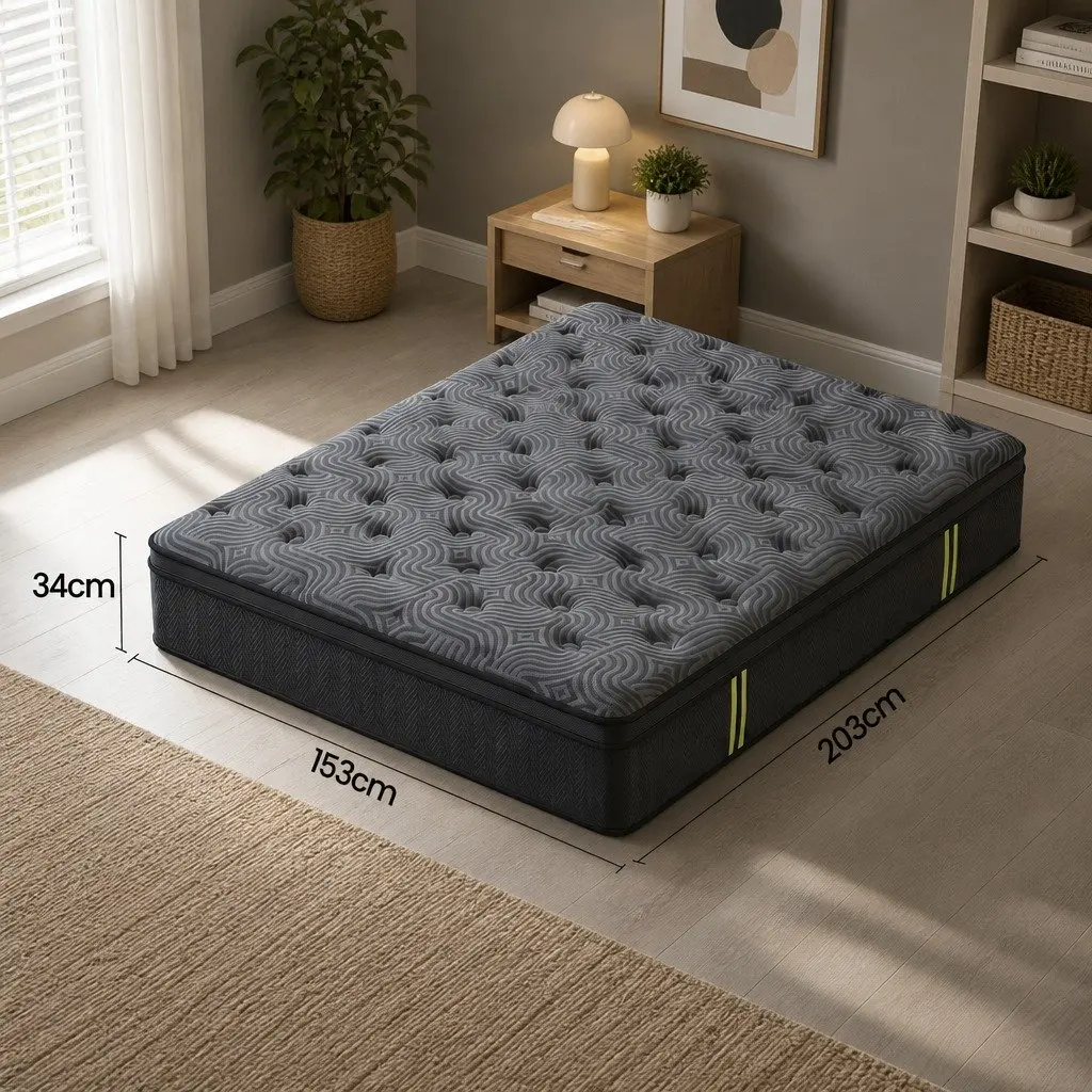 Queen Mattress 34cm Hybrid Pocket Spring Gel Foam