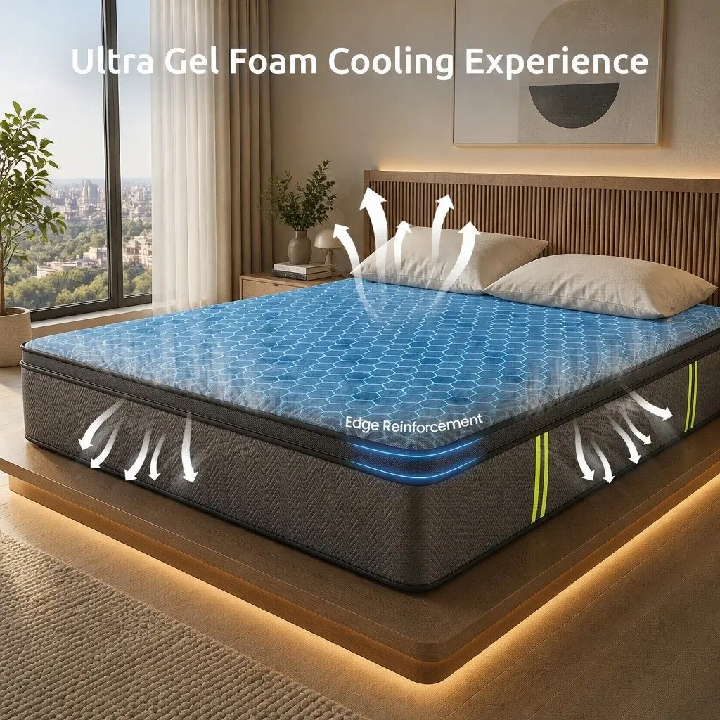 Queen Mattress 34cm Hybrid Pocket Spring Gel Foam