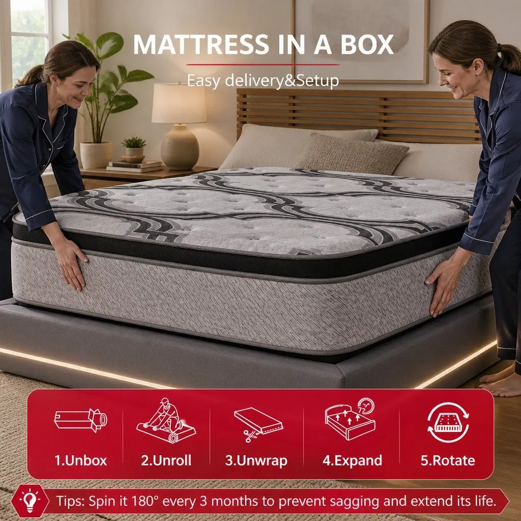 Double Mattress 34cm Hybrid 5-Zone Pocket Spring Latex Memory Foam Firm Support