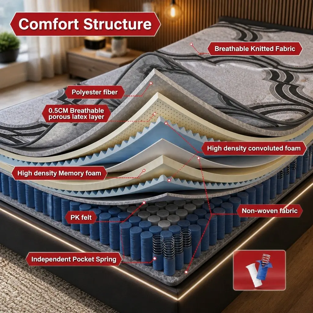 King Size Mattress 34cm Extra Firm with 5-Zone Support