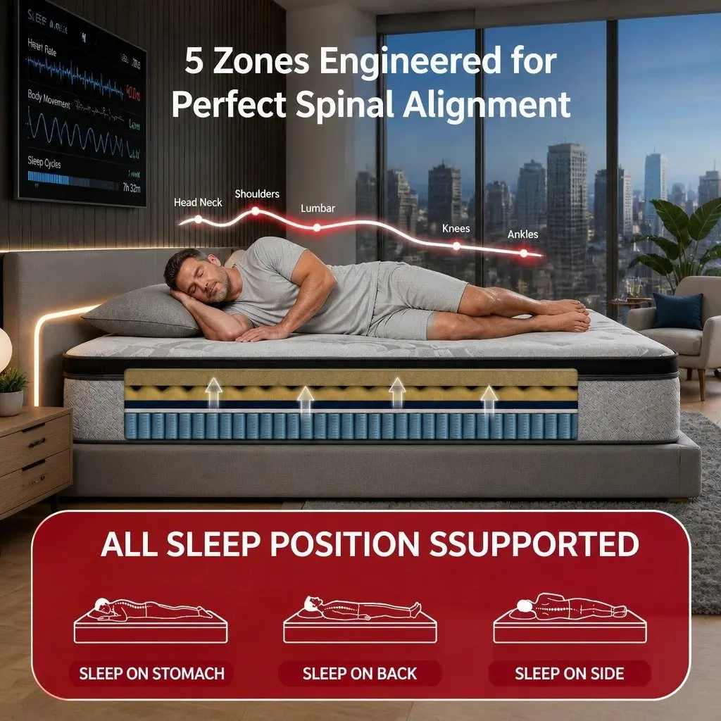 King Size Mattress 34cm Extra Firm with 5-Zone Support