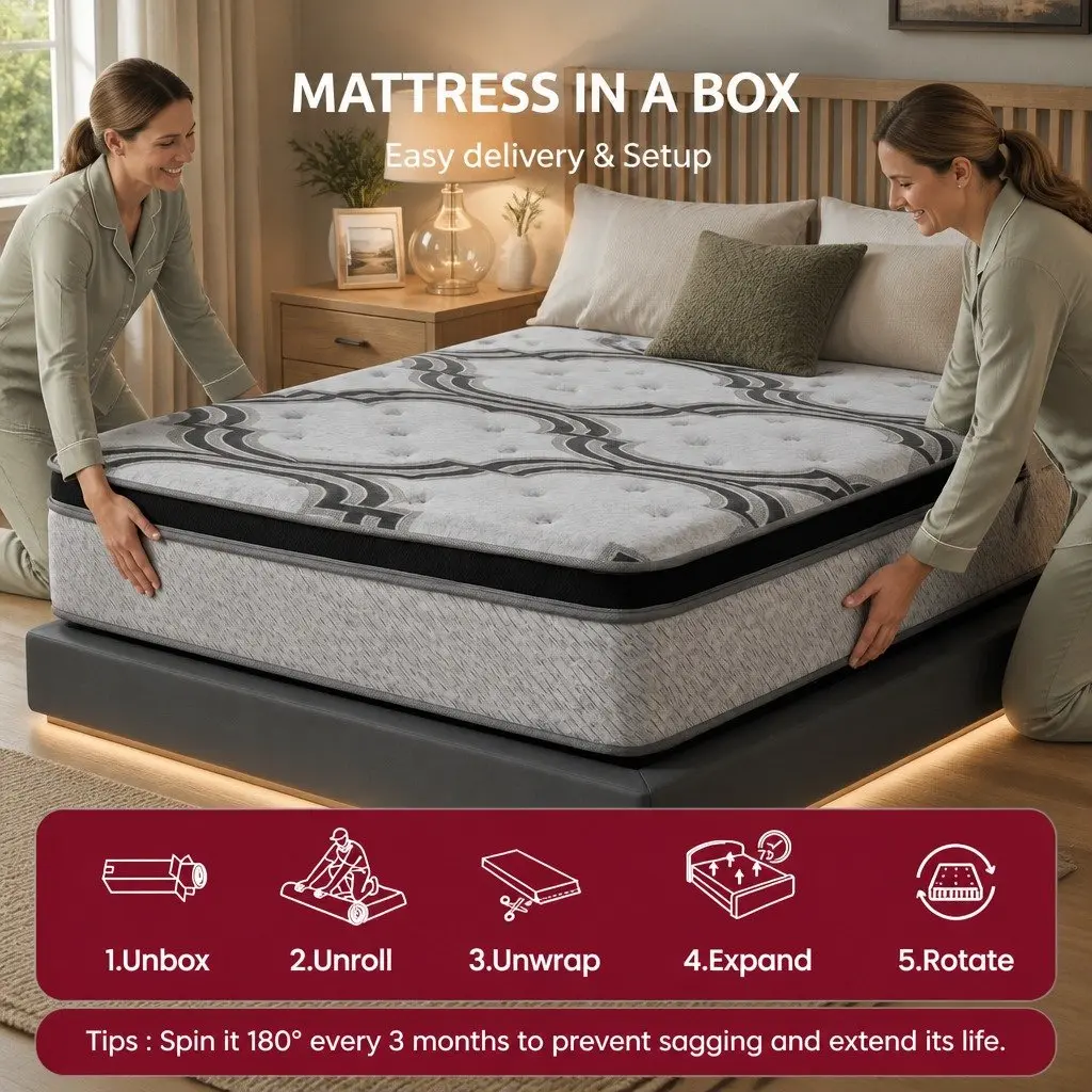Queen Mattress 34cm Hybrid Pocket Spring with 5-Zone Support