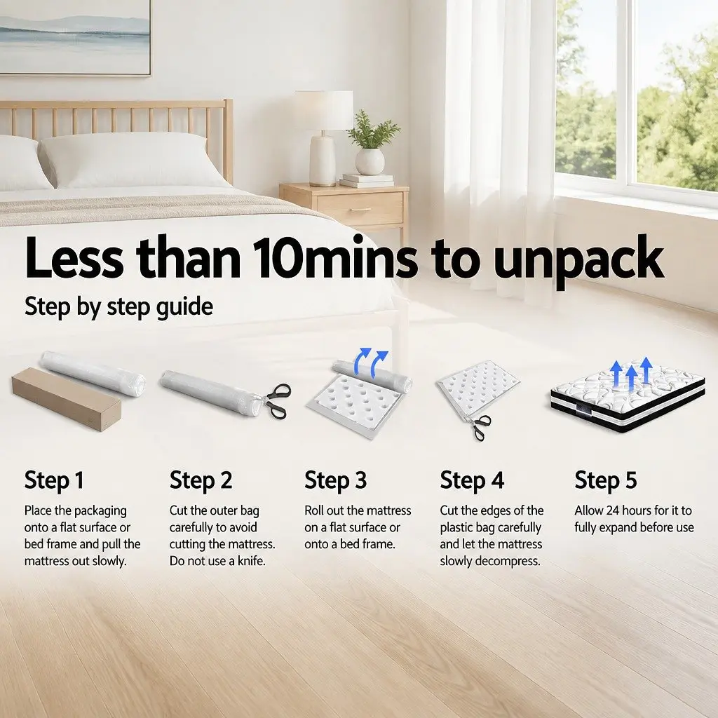 Queen Mattress Medium Firm 18cm Pillow Top Grey High-Density Foam