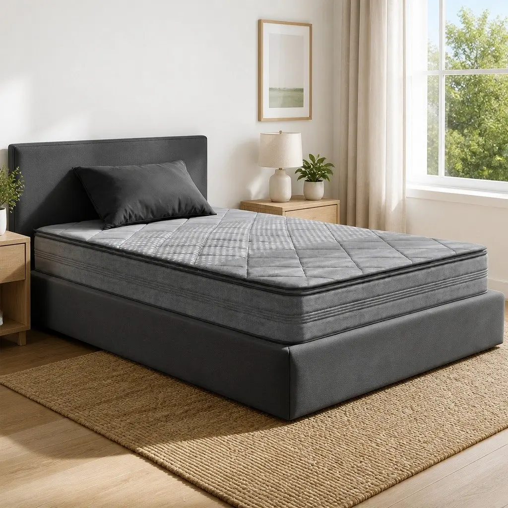 King Single Mattress with Pillow Top Medium Firm Grey