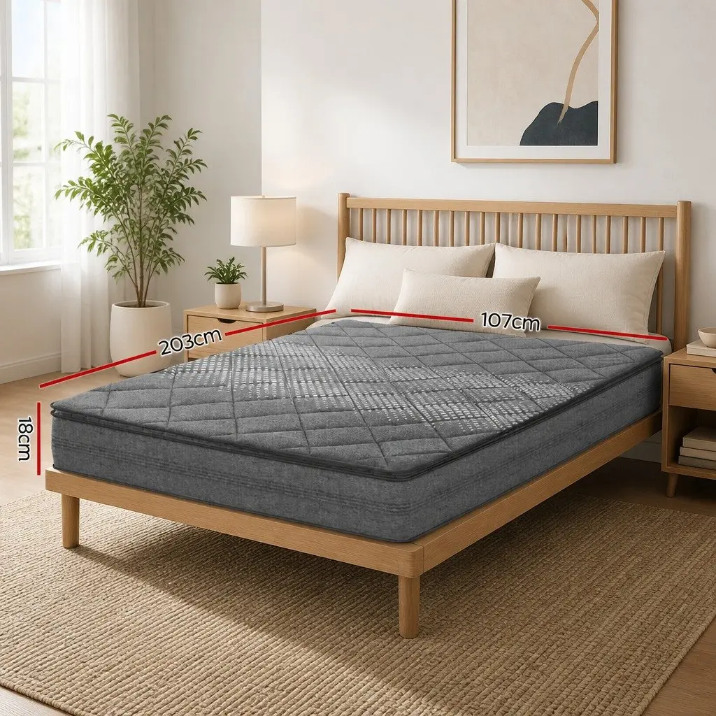 King Single Mattress with Pillow Top Medium Firm Grey
