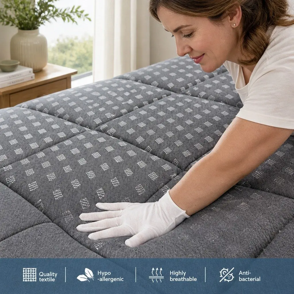 King Single Mattress with Pillow Top Medium Firm Grey