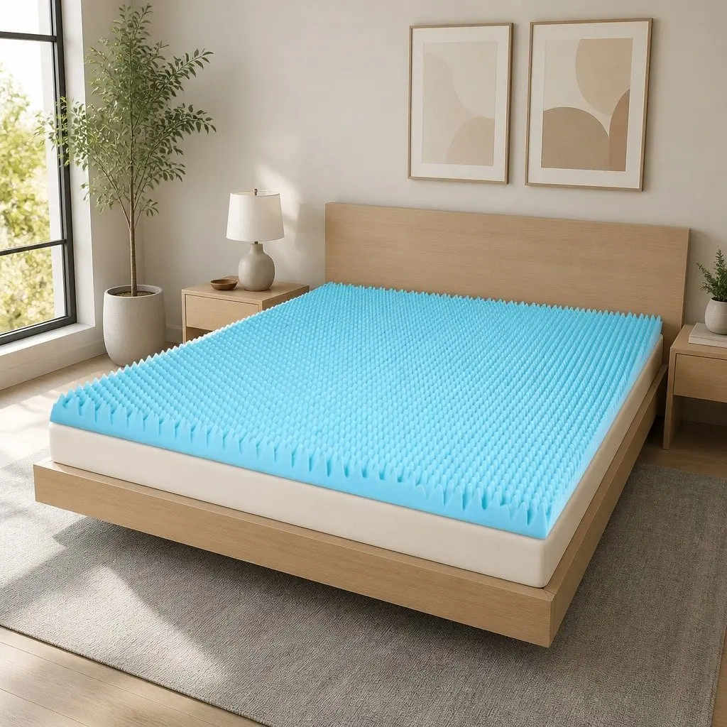 Memory Foam Mattress Topper 8cm Double Gel Egg Crate Bamboo Cover