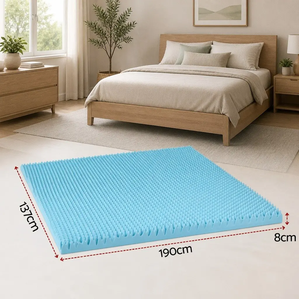 Memory Foam Mattress Topper 8cm Double Gel Egg Crate Bamboo Cover