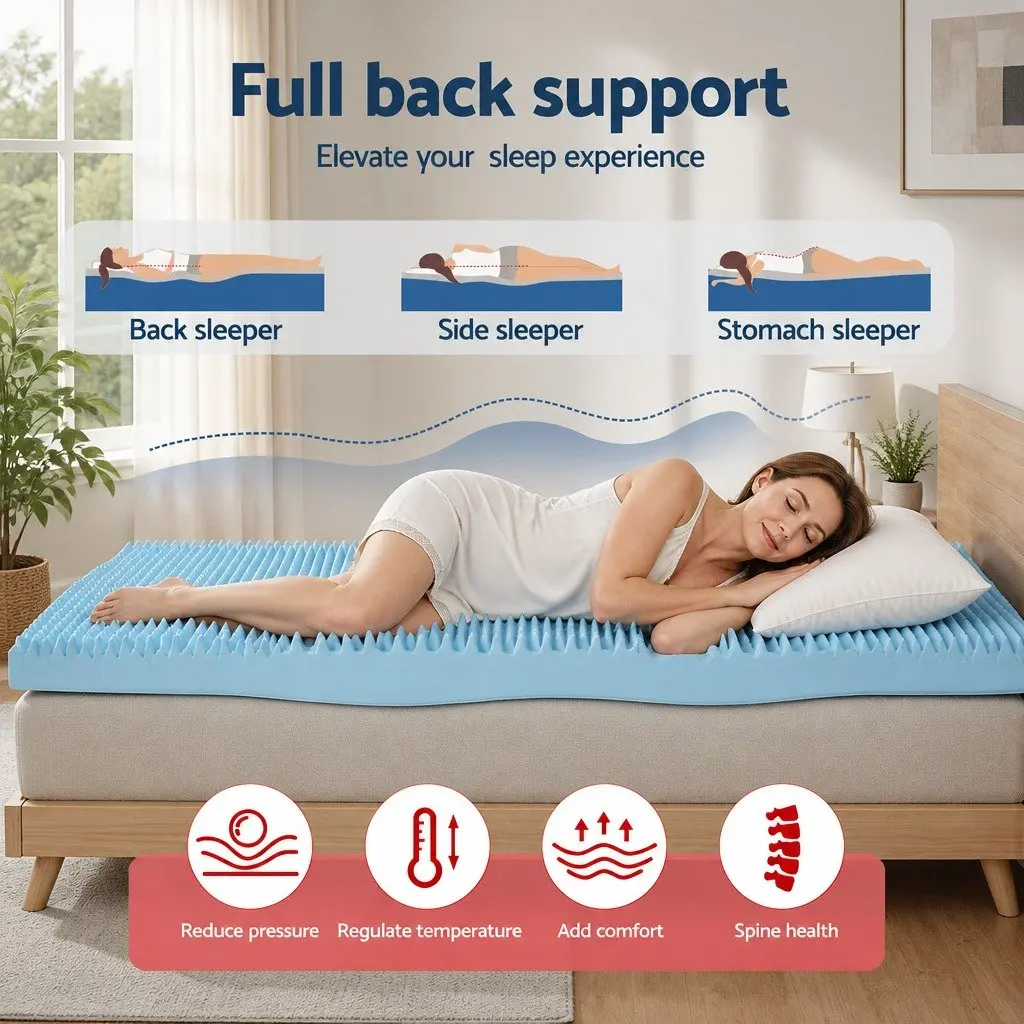 Memory Foam Mattress Topper 8cm Double Gel Egg Crate Bamboo Cover