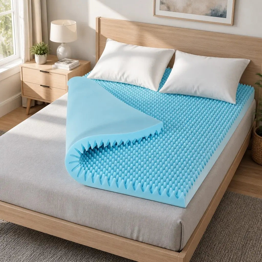 Memory Foam Mattress Topper 8cm Double Gel Egg Crate Bamboo Cover