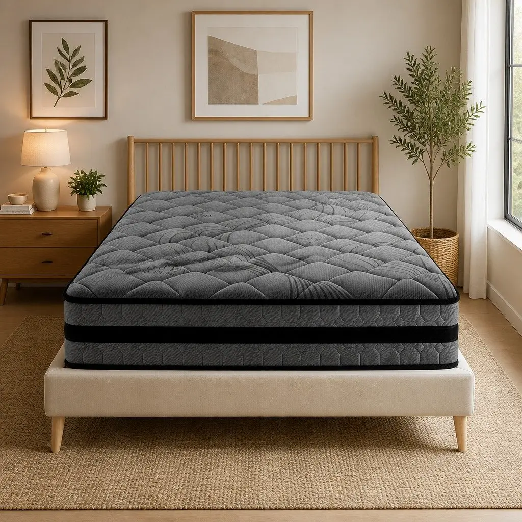 King Single Pocket Spring Mattress 22cm Medium Firm Breathable Hypoallergenic