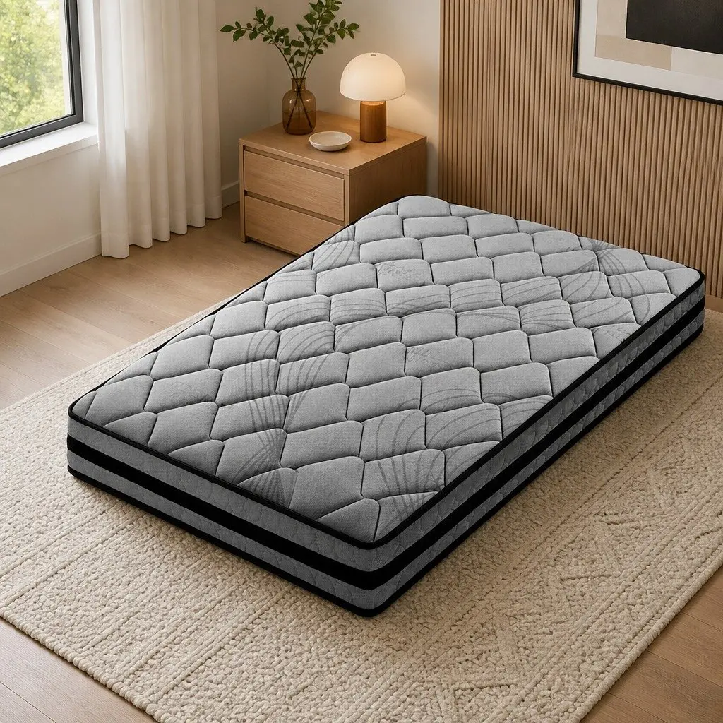 King Single Pocket Spring Mattress 22cm Medium Firm Breathable Hypoallergenic