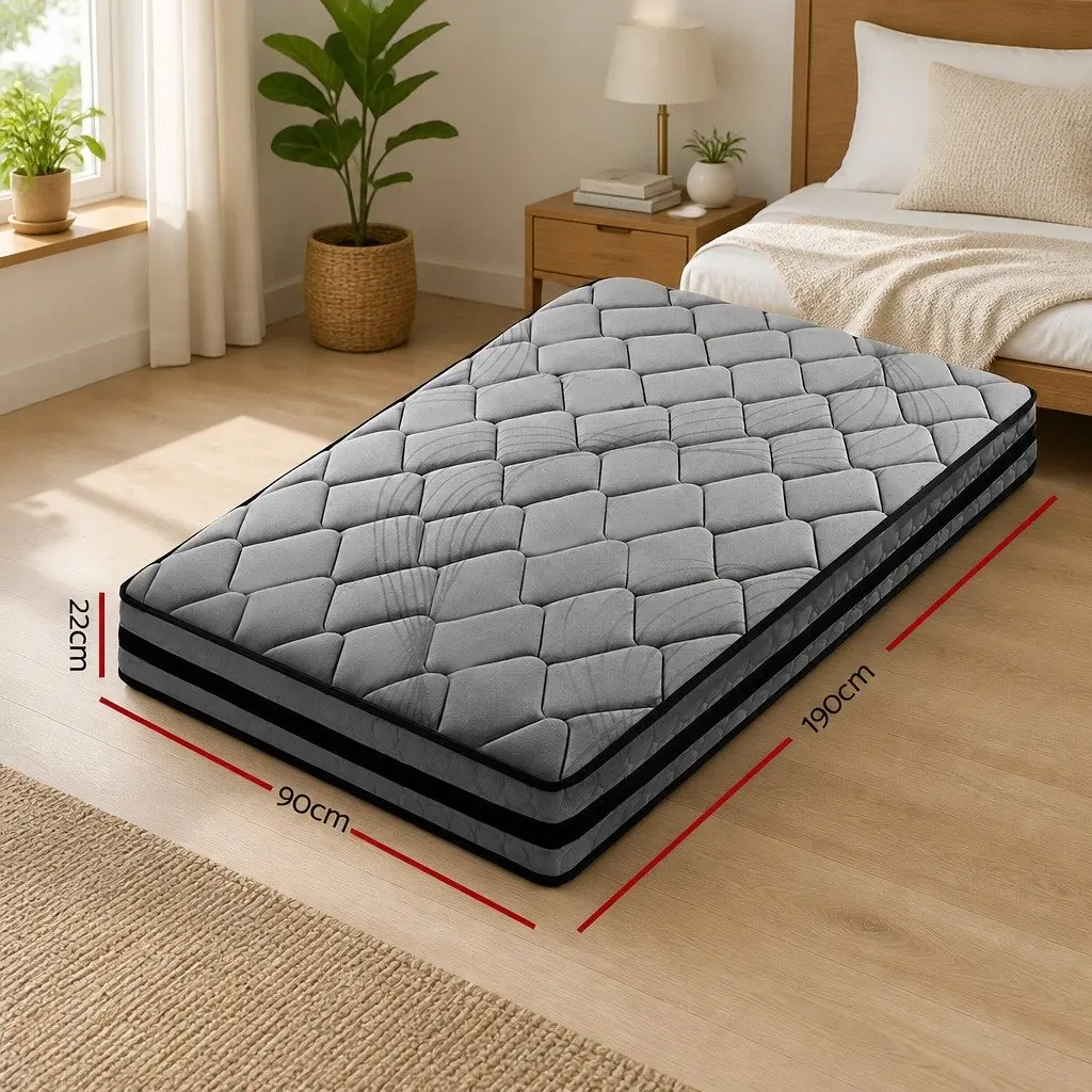 Single Mattress 22cm Pocket Spring Medium Firm Support Comfortable Sleep Bed