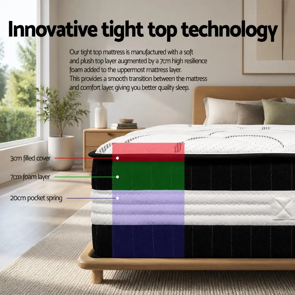 Single Pocket Spring Mattress 30cm Medium Firm Comfort