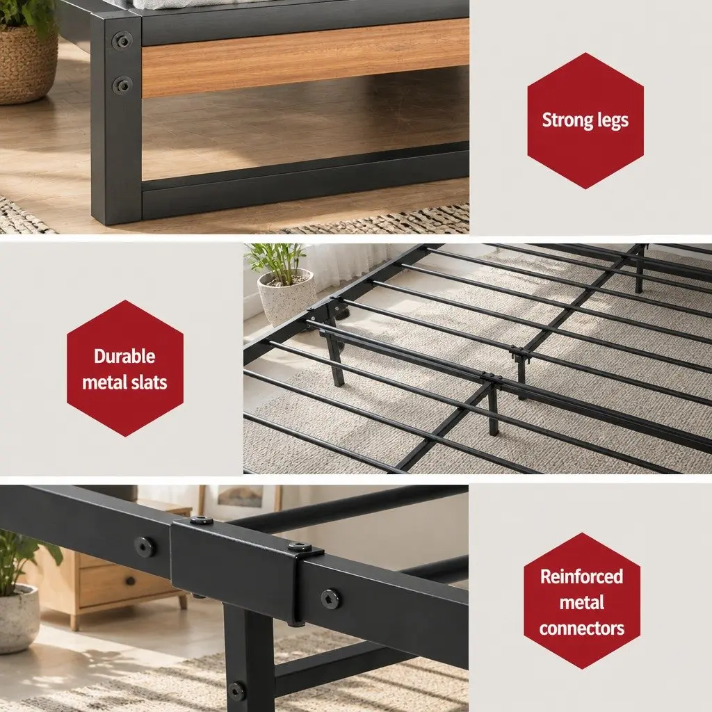 Double Bed Frame with Spring Mattress Set