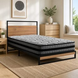 Stylish Single Metal Bed Frame with Pocket Spring Mattress