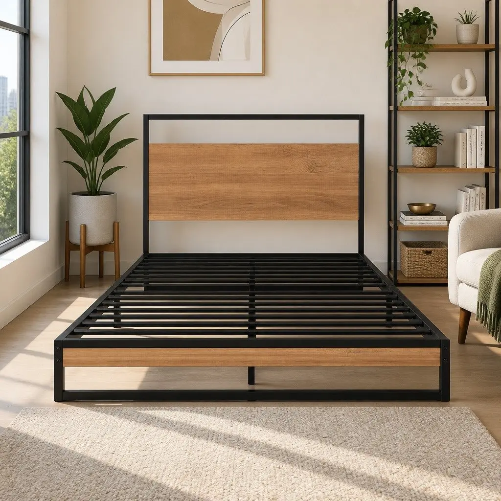Single Metal Bed Frame with Pocket Spring Mattress