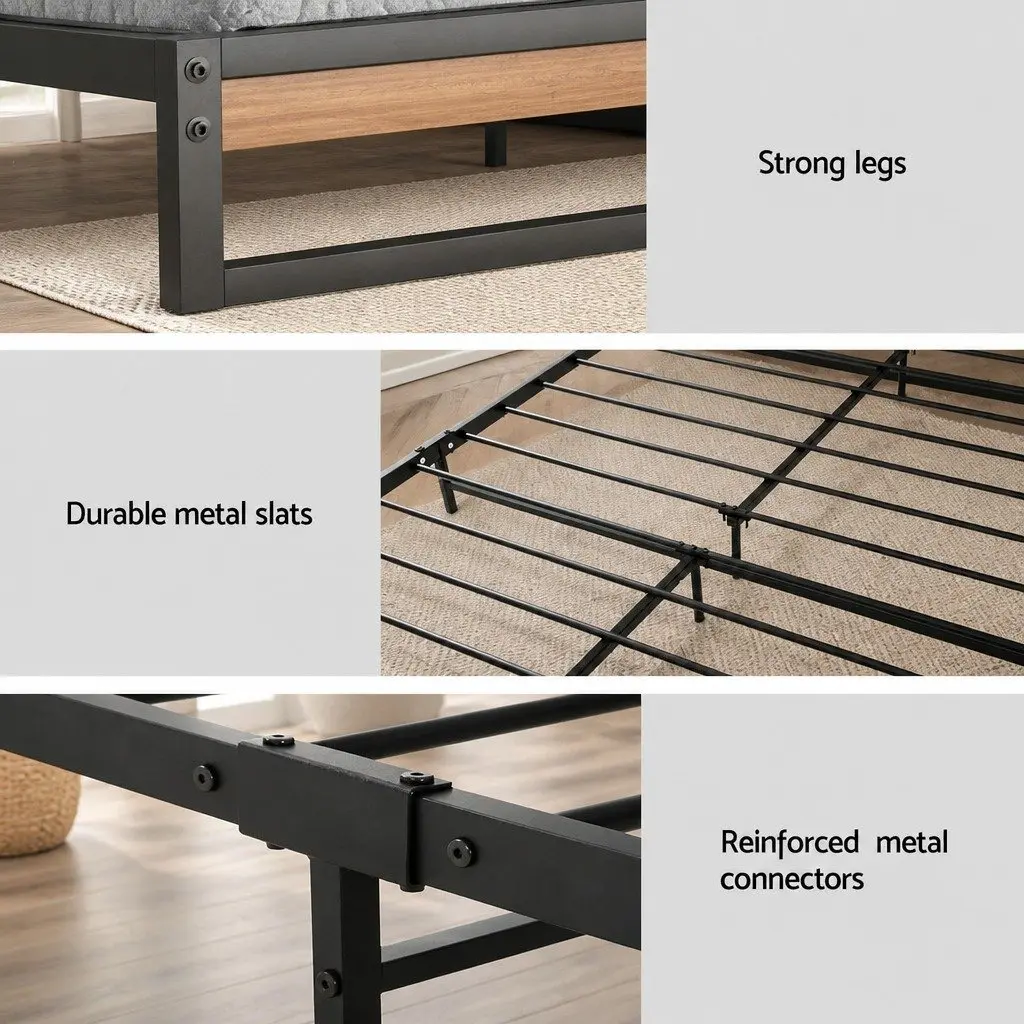 Single Metal Bed Frame with Pocket Spring Mattress