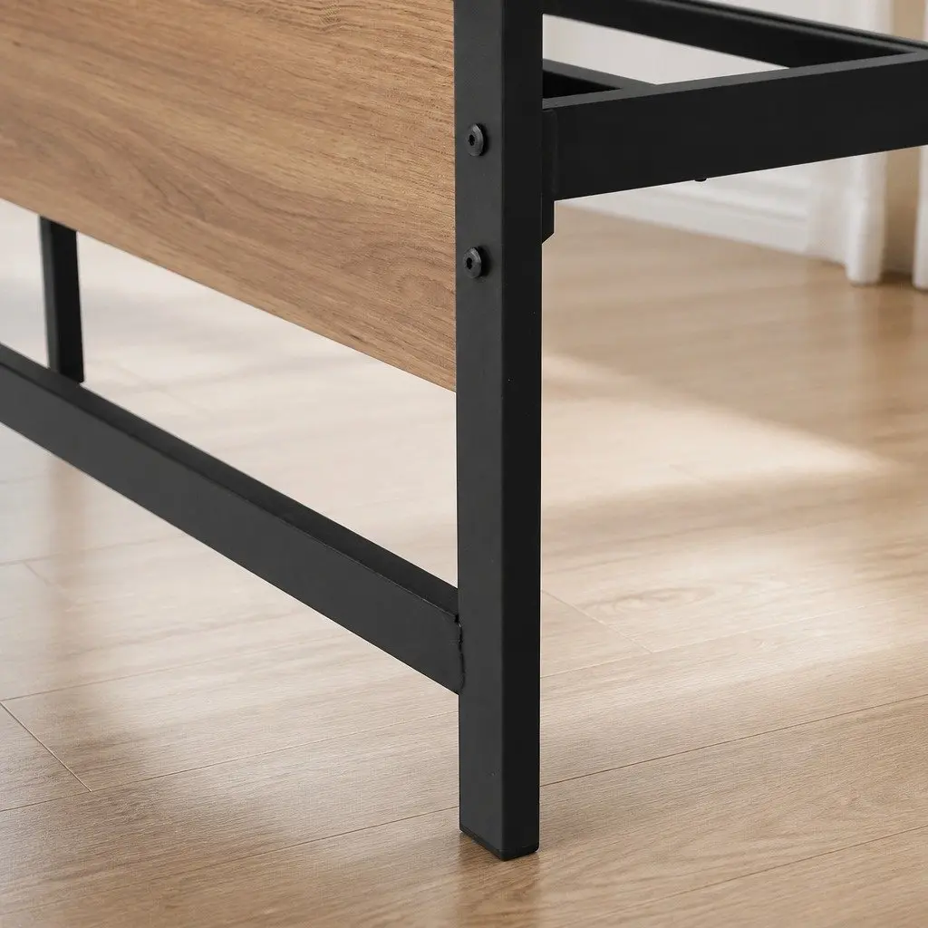 Queen Size Metal Bed Frame with MDF Headboard