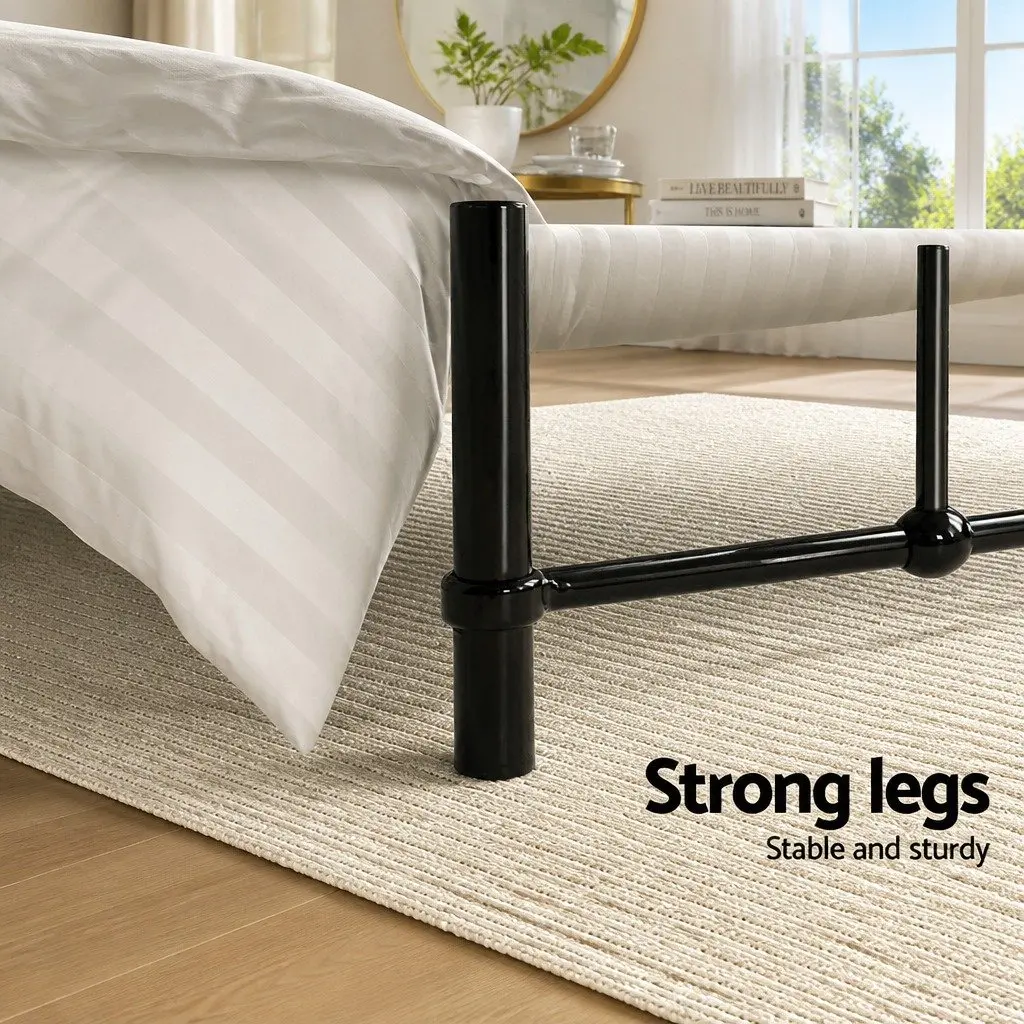 Double Metal Bed Frame Country Style Black Powder-coated Steel for Standard Double Mattress