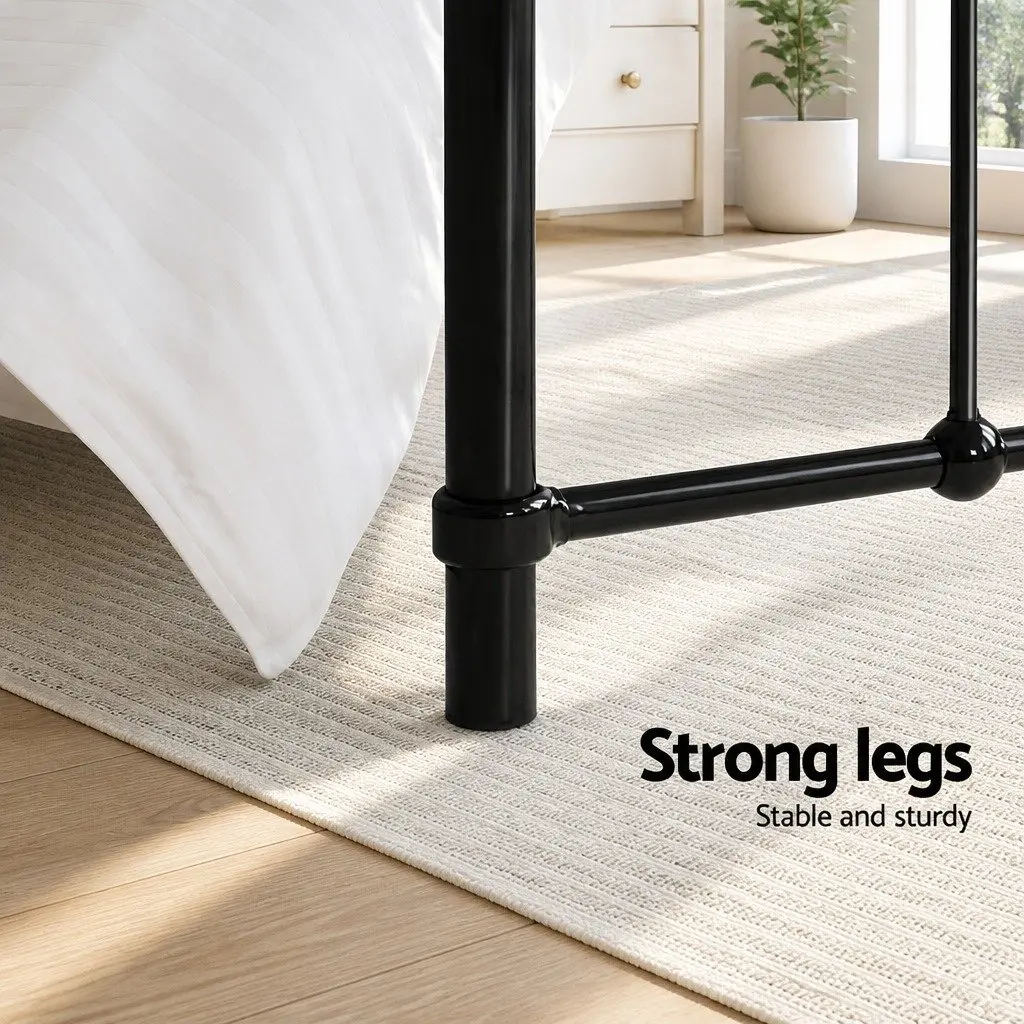 Country Style Queen Metal Bed Frame with Storage