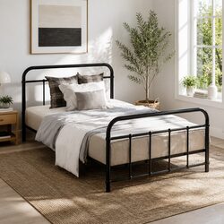 Charming Single Metal Bed Frame in Black